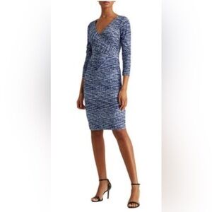 LAUREN RALPH LAUREN Sz 14 Jersey Knit 3/4 Sleeve Above the Knee Dress NEW